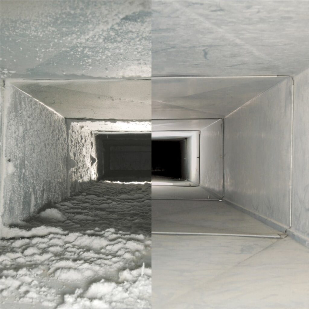 Side by Side of Before and After A Duct Cleaning