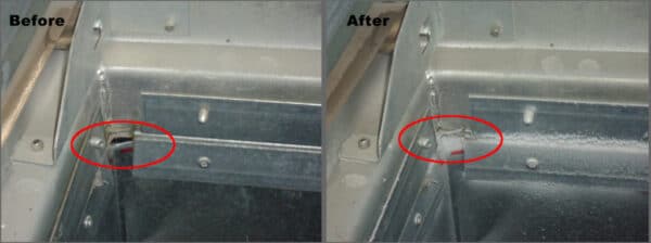 Before and After Images of Sealed Ductwork