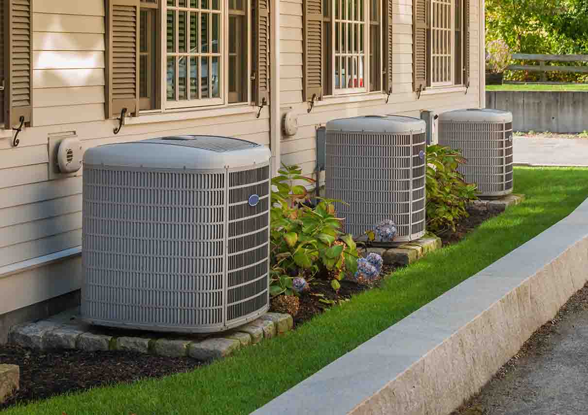 3 outdoor hvac units installed by a Maple Falls HVAC Company