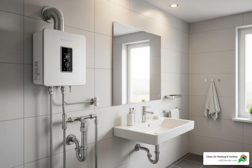 geyser installation in bathroom