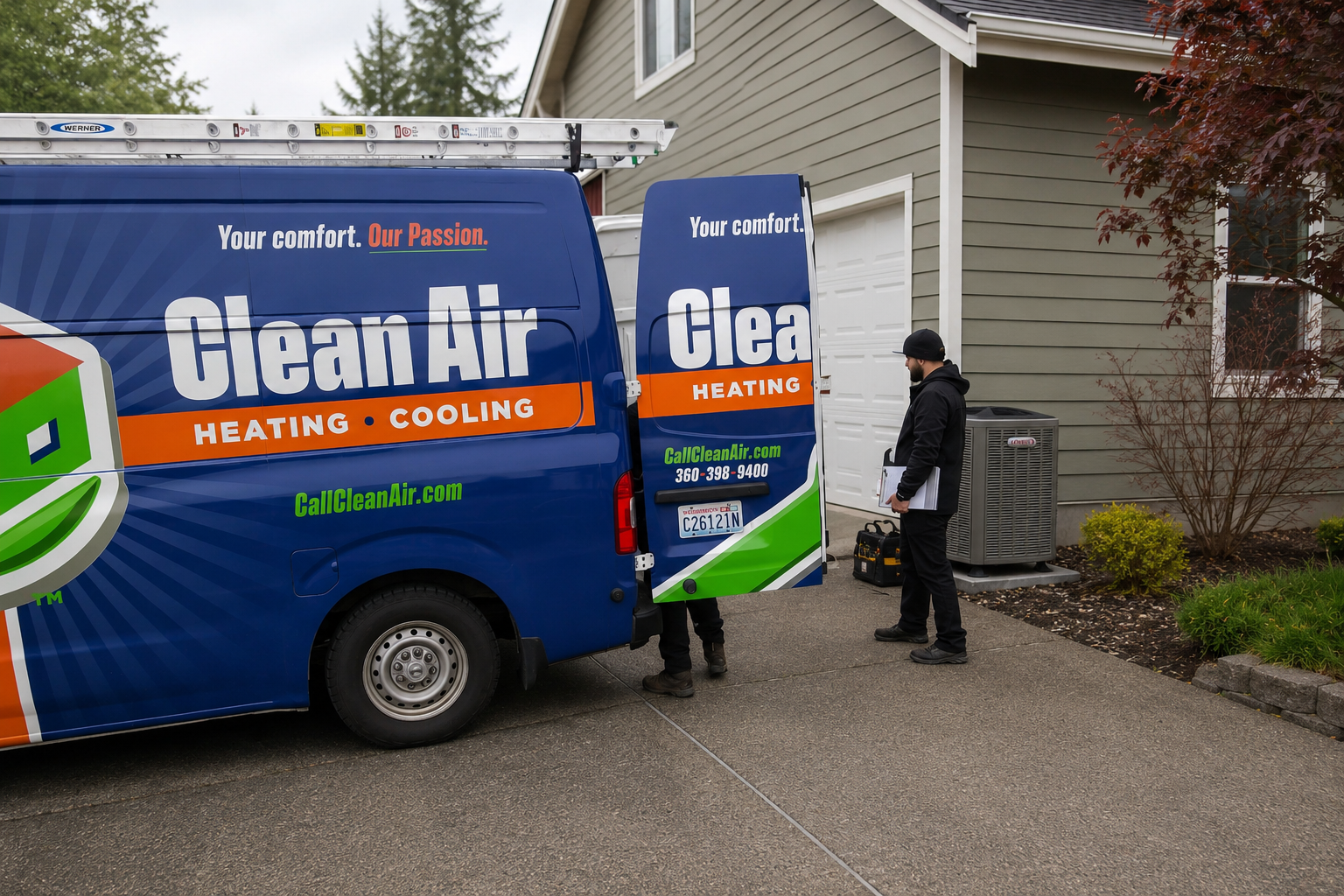 Clean Air heat pump installation team serving a Bellingham home