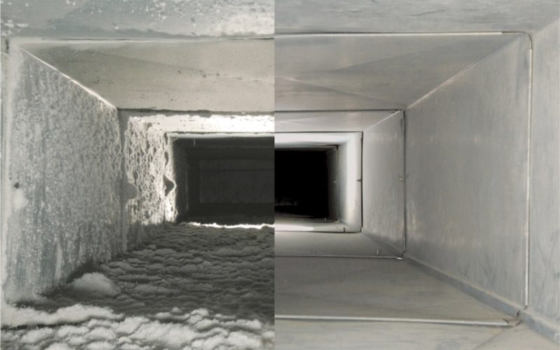 Side by Side of Before and After A Duct Cleaning